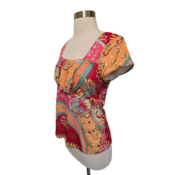 Womens Y2K Vintage Mesh Short Sleeve Shirt Size Small Pink  Retro - Picture 4 of 6